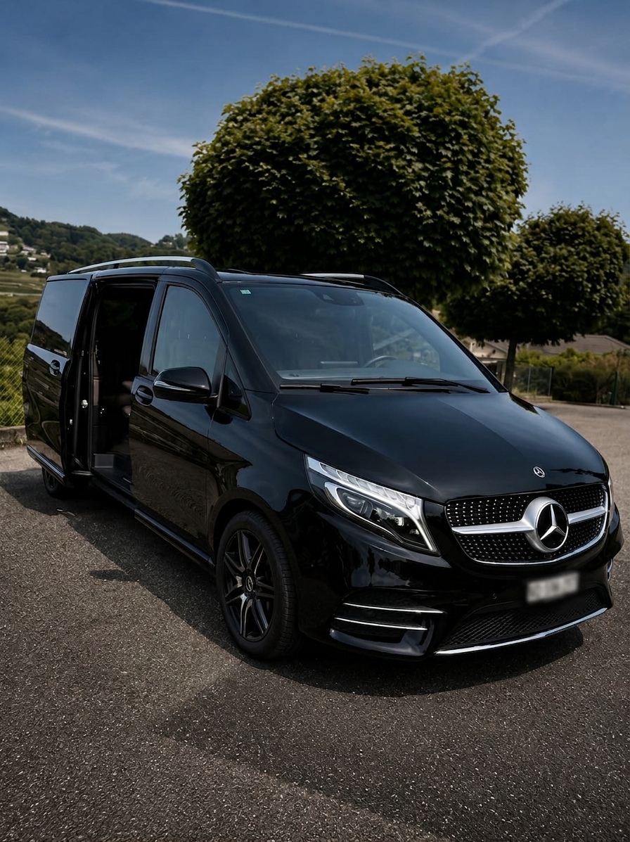 Flotte de Mercedes Classe V Hana Taxi à Ouchy Lausanne